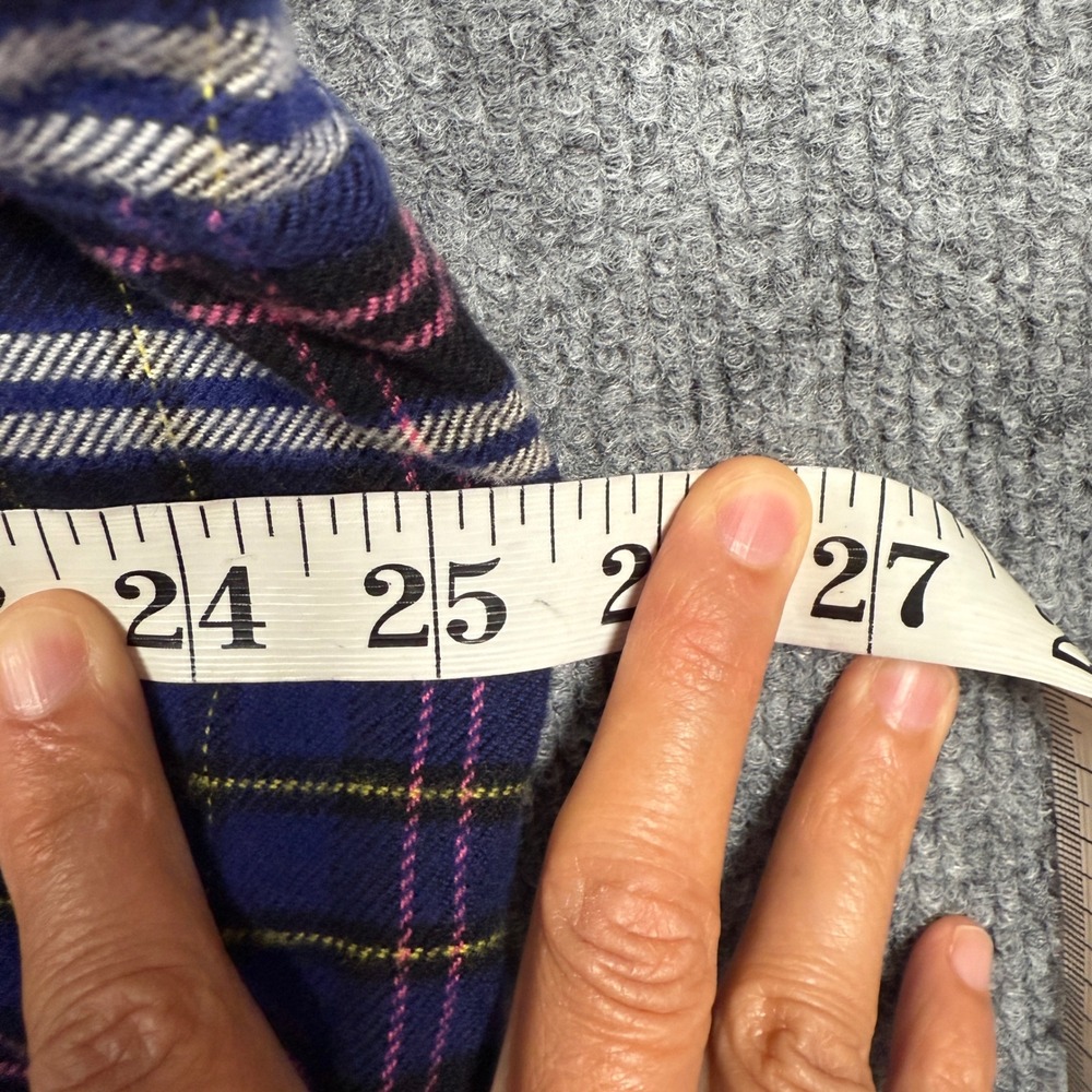 Lands' End Womens Plus Size 2X Shirt Navy Red Plaid Windowpane Cotton Button Up - Picture 9 of 9